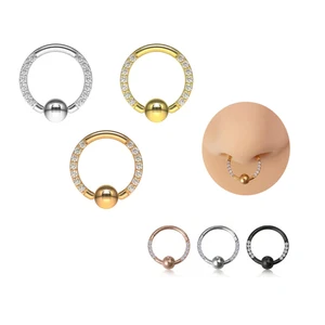 BCR High Quality Gold Plated Stainless Steel Captive Bead Ring Wholesale Body Piercing Jewelry Nose Septum Rings Copper Main