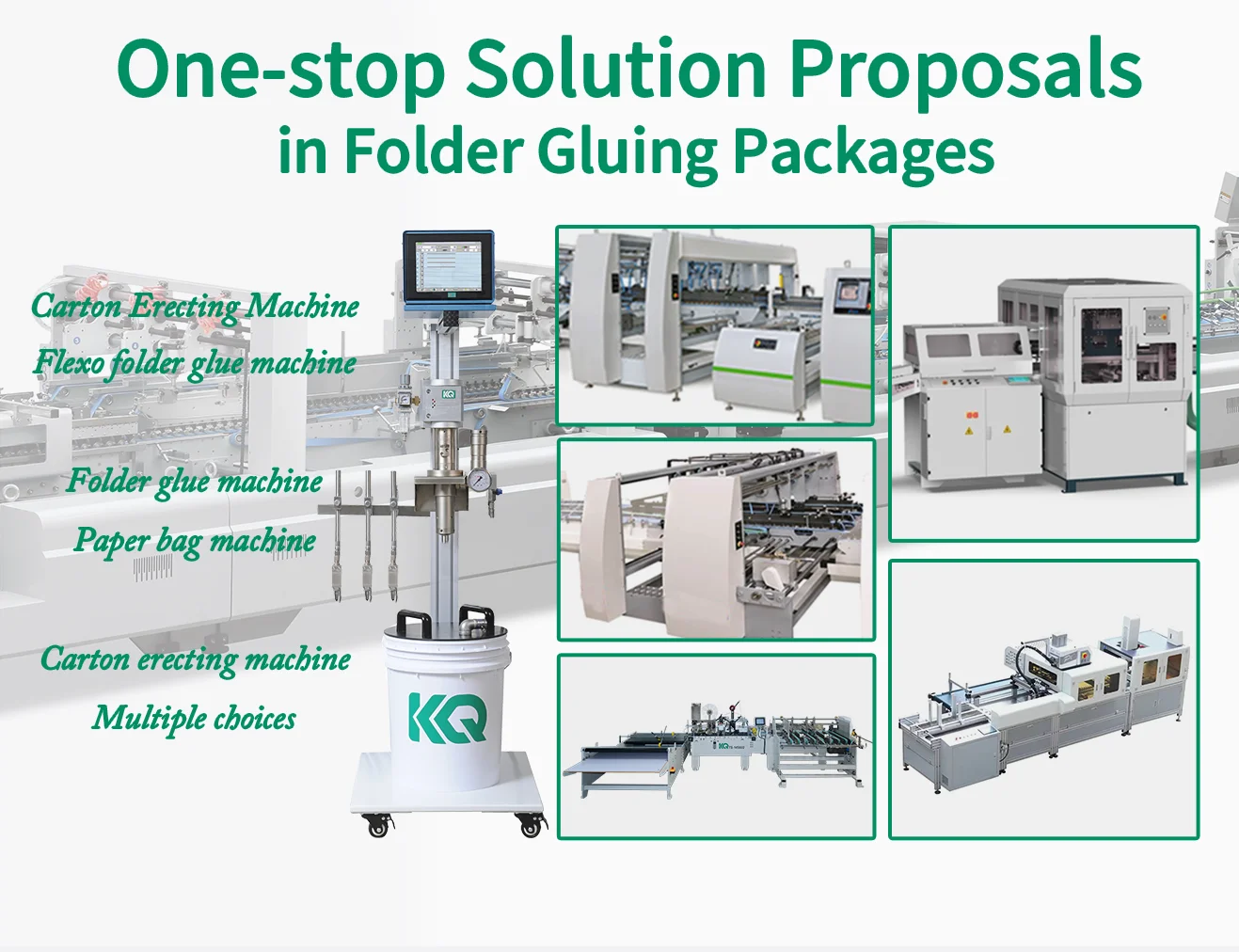 Folder Gluer in Kq Cold Glue Spray Adhesive Machine with Four Guns