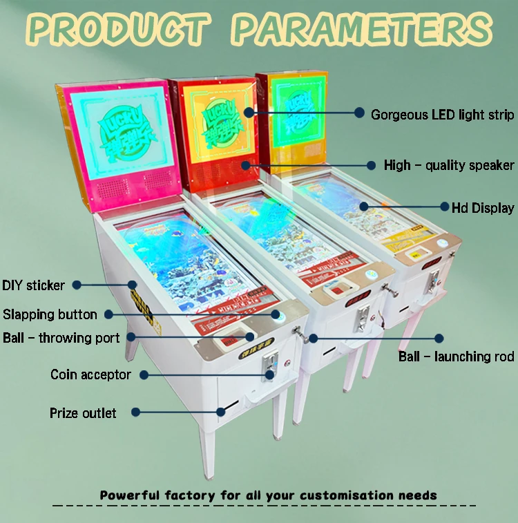 Funpark New Arrivals Coin-Operated Arcade Redemption Machine Happy Bounce Tickets Lottery Games 1 Year Warranty English Metal details