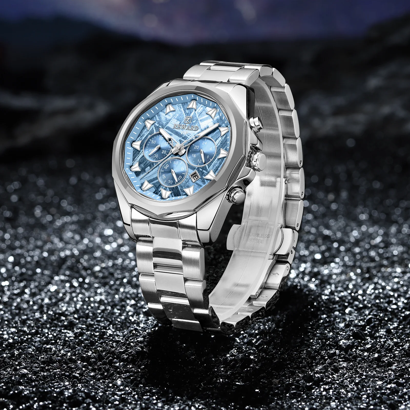 Reward RD812052M - Ice Blue Quartz Chronograph Watch for Men