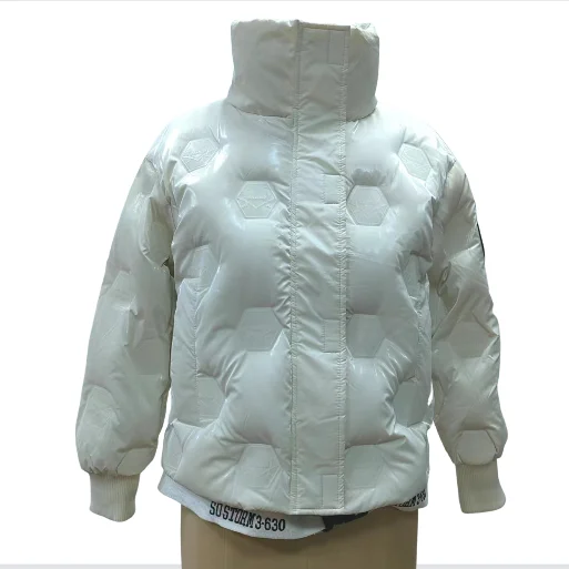 Factory Custom Shiny Puffer Down Jacket Women Stand Collar Embossed Winter  Coat For Women - Buy Down Jacket,Down Jacket For Women,Embossed Logo Jacket  Product on 