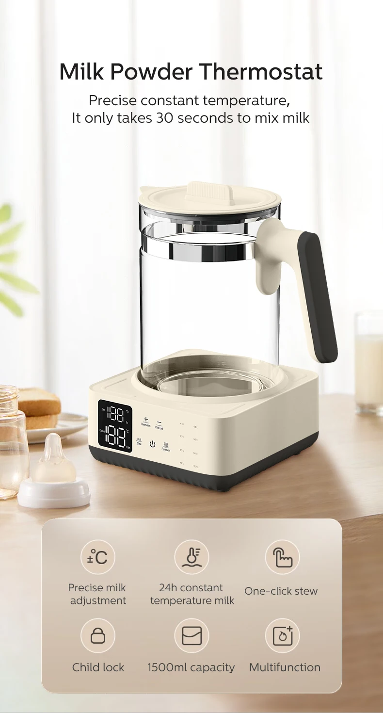 Stainless Steel Borsilicate Glass Temperature Constant Baby Water