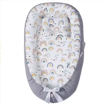 Natural Cotton Soft Microfiber Inner Filling Baby Kids Bed Lovely Printed Cartoon Pattern Bionic Baby Nest Bed BL031502