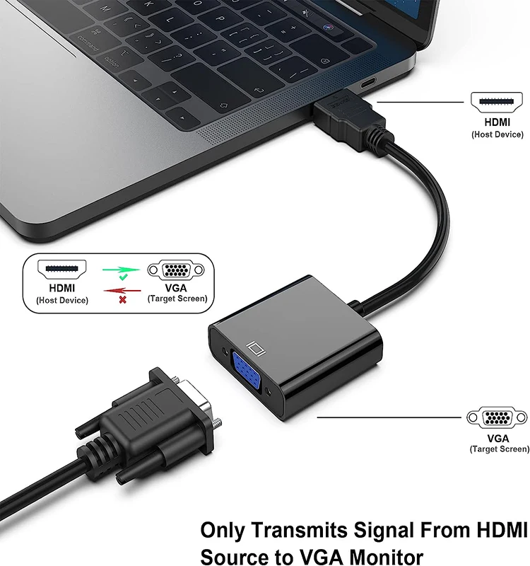 HDMI to VGA converter Gold-Plated HDMI to VGA Adapter (Male to Female) Compatible for Computer Desktop Laptop PC Monitor