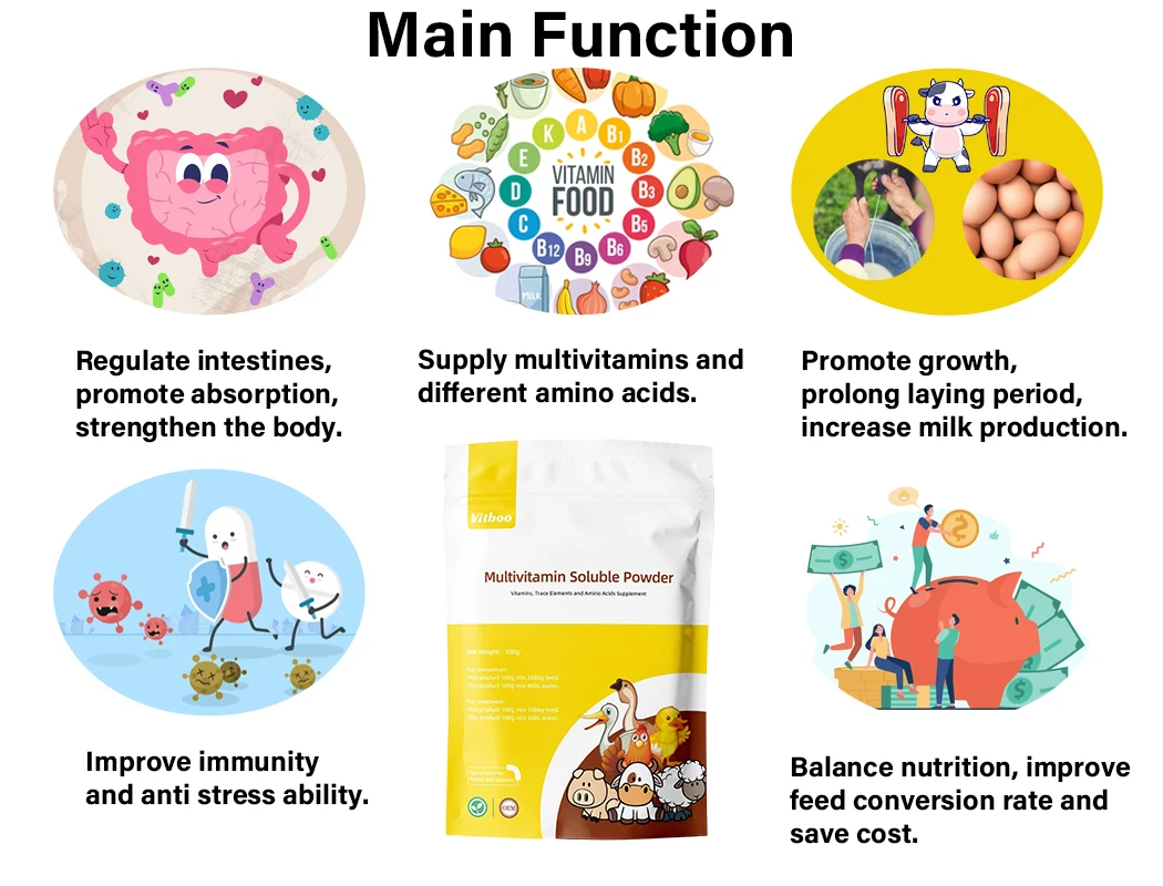 Chicken Anti-stress Additives Multivitamins Powder for Animals Vitamin Acid for Poultry