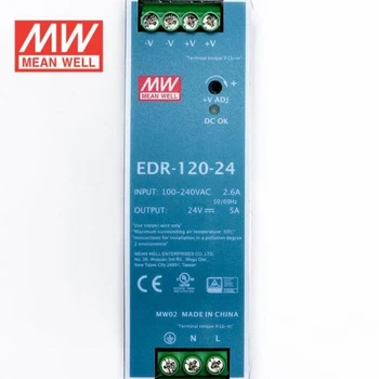 MeanWell EDR-120-12 EDR-120-24/48V Ultra-Thin 120W Switching Power Supply 12V 24V48V10A5A DIN Rail for Industrial Control System