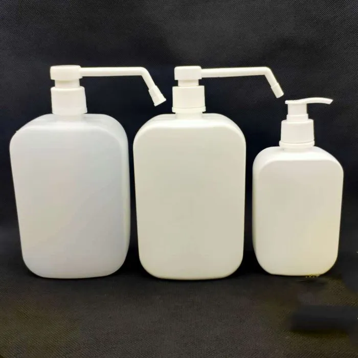 500ml 1000ml Big Plastic PE Bottle White square Long Nozzle Water