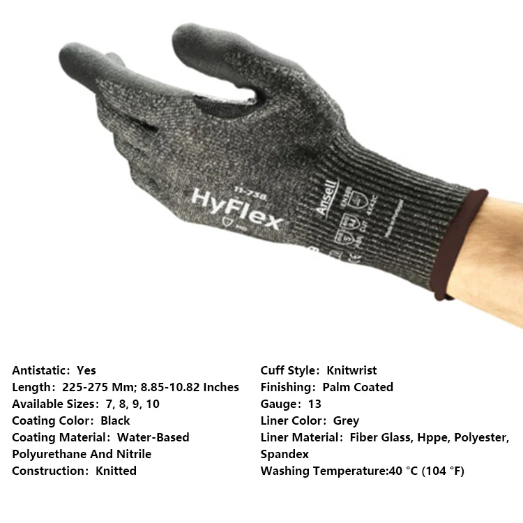 Ansell 11738 Industrial Hand Gloves For Work Construction Polyurethane