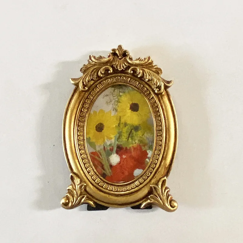 Custom Resin Small Photo Frame Mirror Simple Arched Shape Antique Gold Large Home Wedding Favor Decorations Gift
