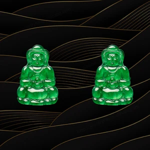 Avalokitesvara Jade Jewelry the Most Beautiful Green Natural Jadeite Buddha 18k Gold Pendant