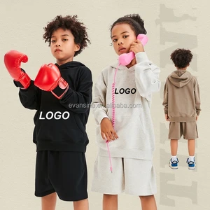 Customizable Kids Apparel Set Fleece Hoodie and Shorts 2 Piece Outfit Sporty Casual Wear for Boys Multi Colors