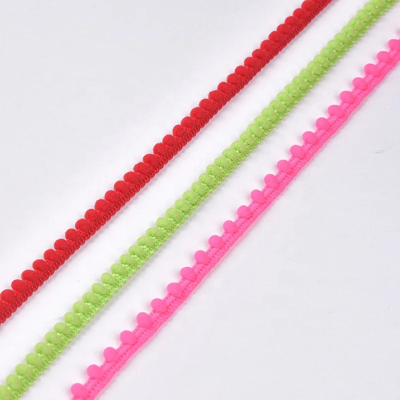 10 Yards colorfuly Tiny Pom Pom Trim with 17mm ball, Mini Pom Trim, Pompom  trim, Tiny ball lace ribbon
