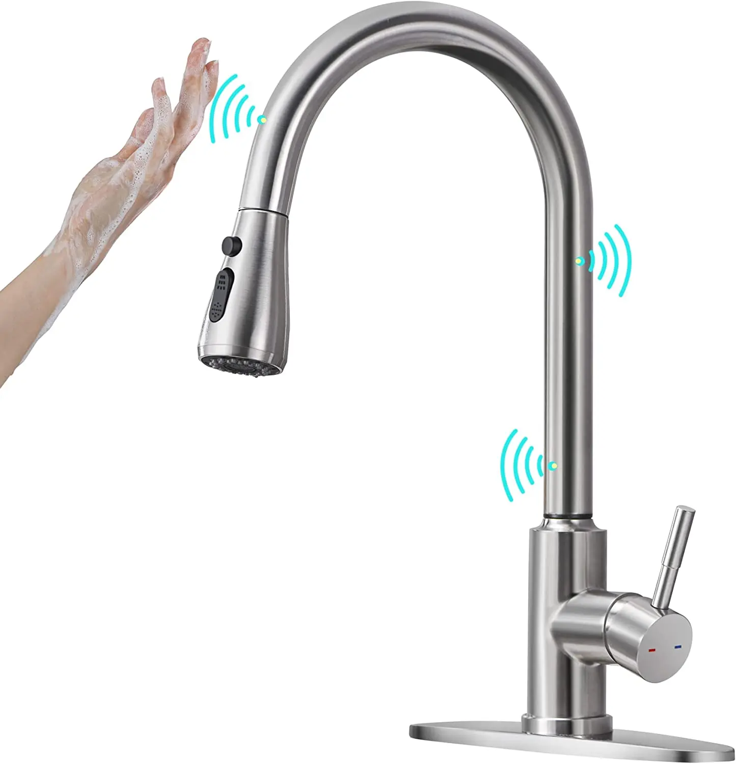 304 Stainless Steel Touchless Kitchen Sink Faucets Pull Out Spring   H2f852c0acbde49a8a67d224b844d989ef 