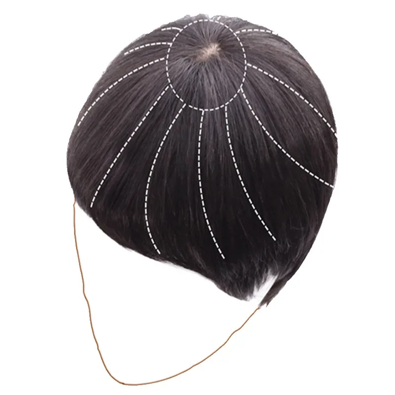6 Zoll Echthaar-Topper für Frauen, Rosennetz, realistisches Design, gerader Stil, Clip-in-Verlängerung_voghion.com
