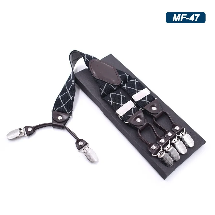 Подтяжки в клетку в британском стиле для мужчин, повседневные широкие Y-образные подтяжки для свадьбы, вечеринки, 3,5 см, эластичные подтяжки для брюк с 6 зажимами