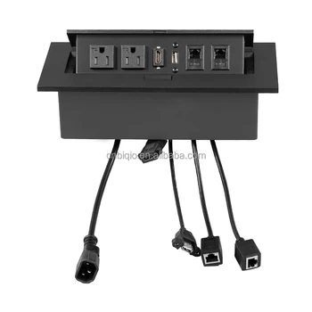 Table Pop up Outlet Socket Power Connection Box with Outlet Network USB for Conference desk