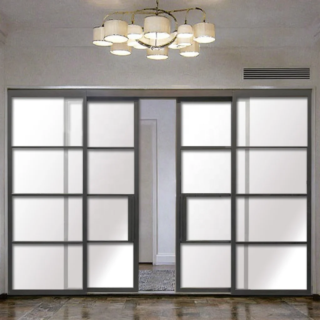 Modern French Iron Windproof Sliding Door with Finished Surface for Interior/Exterior Use details
