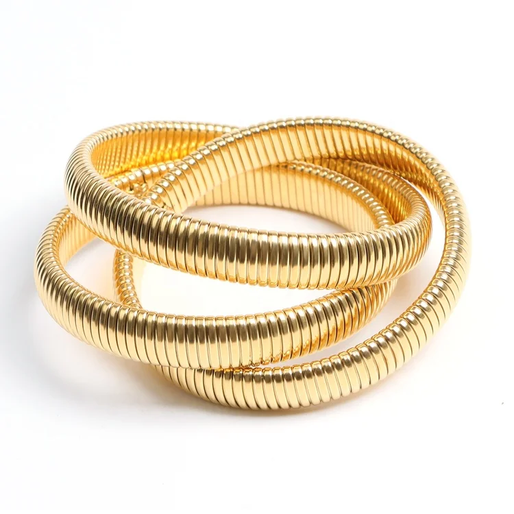 Bracciale Uomo Donna In Pelle Nera Intrecciata Con Chiusura A Molla In Acciaio Oro, 21,2 Cm, Larghezza 1,2 Cm, IMECTALII