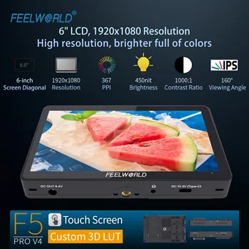 FEELWORLD F5 Pro V4 On-Camera Monitor with Sunshade, Anti-Glare for Outdoor Shooting, Easy Install, Factory Direct Supply detail image