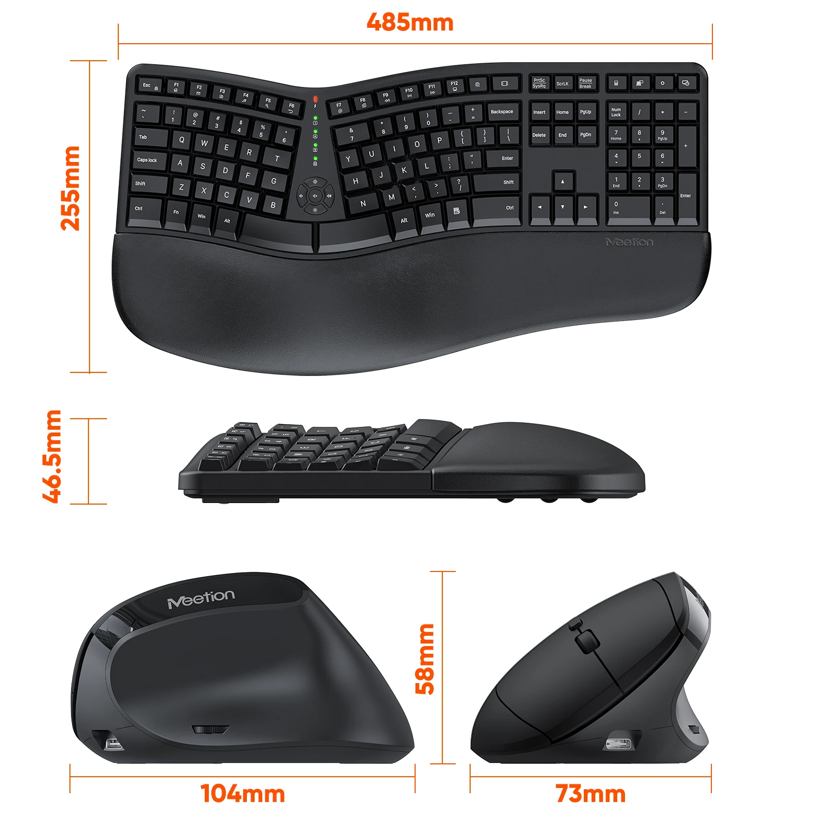 MEETION DirectorC Keyboard Ergonomic Leather Palm Rest Wireless Multi System Keyboard Wrist Rest Pad Ergonomic Soft Mem