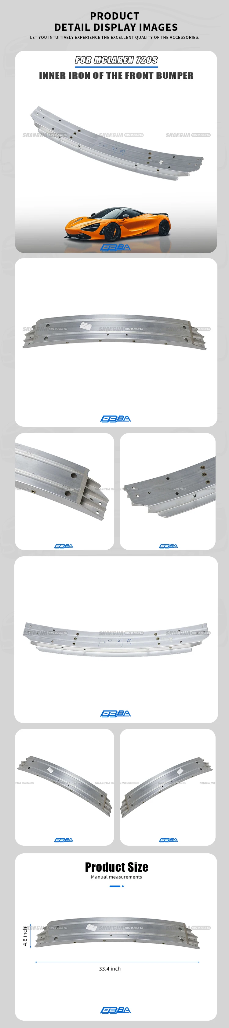 Wholesale Body Parts For Cars Aluminium Front bumper inner reinforcement For Mclaren 720S 14AA239CP details