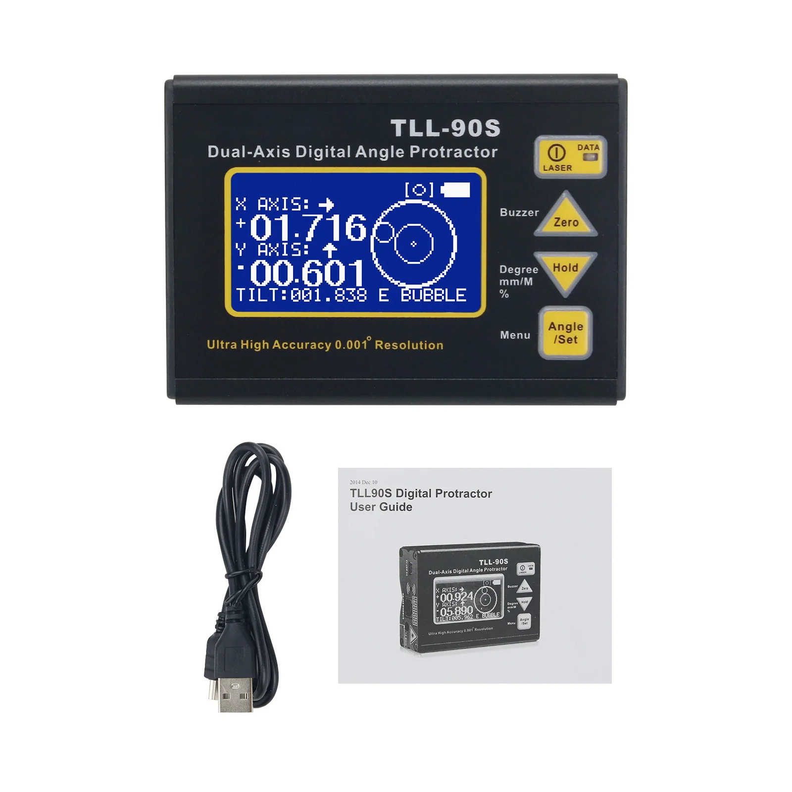 Goniometro Digitale TL90 Con Inclinometro LCD – Rilevamento Automatico Del Livello E Inversione Schermo, Compatibile Con Pale Rotore Elicottero 250-800mm Per Modellismo