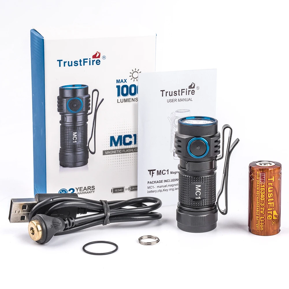 TrustFire MC1 EDC Flashlight 1000LM Waterproof Magnetic Work Torch Camping Tactical Flashlight