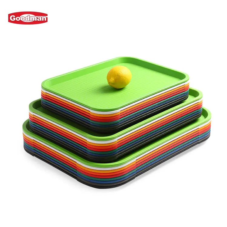 Custom Color Plastic Rectangular Cafeteria Restaurant Fast Food Serving Tray
