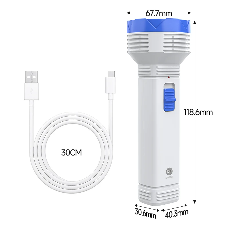 Solar Panel Charging LED Flashlight Torch Light Rechargeable Battery for Emergency Home Camping