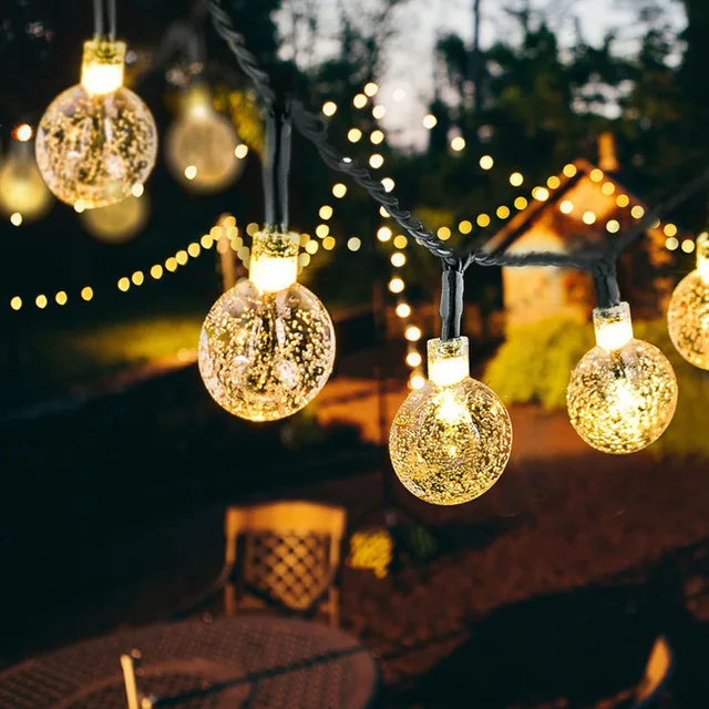 Outdoor Solar LED String Lights Waterproof Plastic Fairy Tale Bubble Crystal Ball Decoration Globe for Christmas Holiday