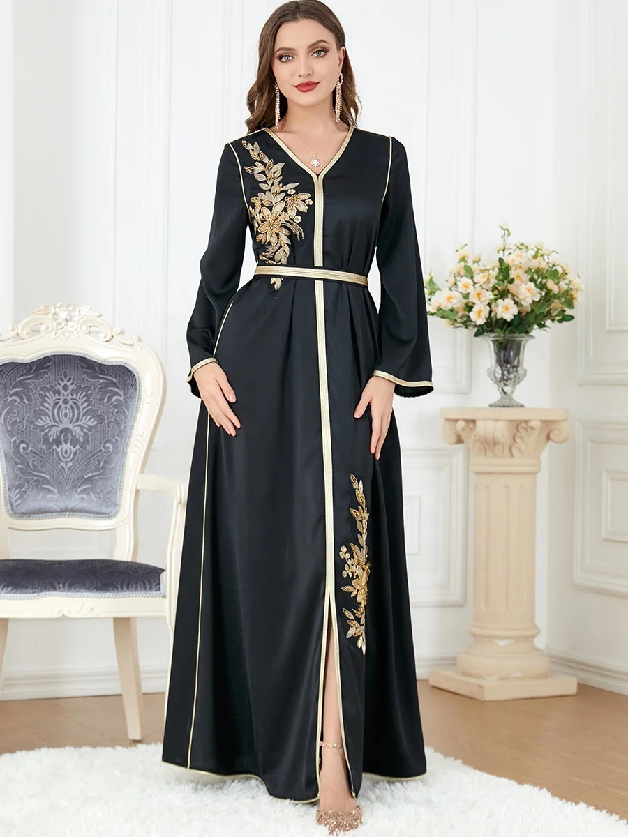 muslim dress female Arab Women Haji Prayer Abaya Overhead 2 Pieces Set Robe And Skirts Beading Waistline Modest Embroidered Long White Female