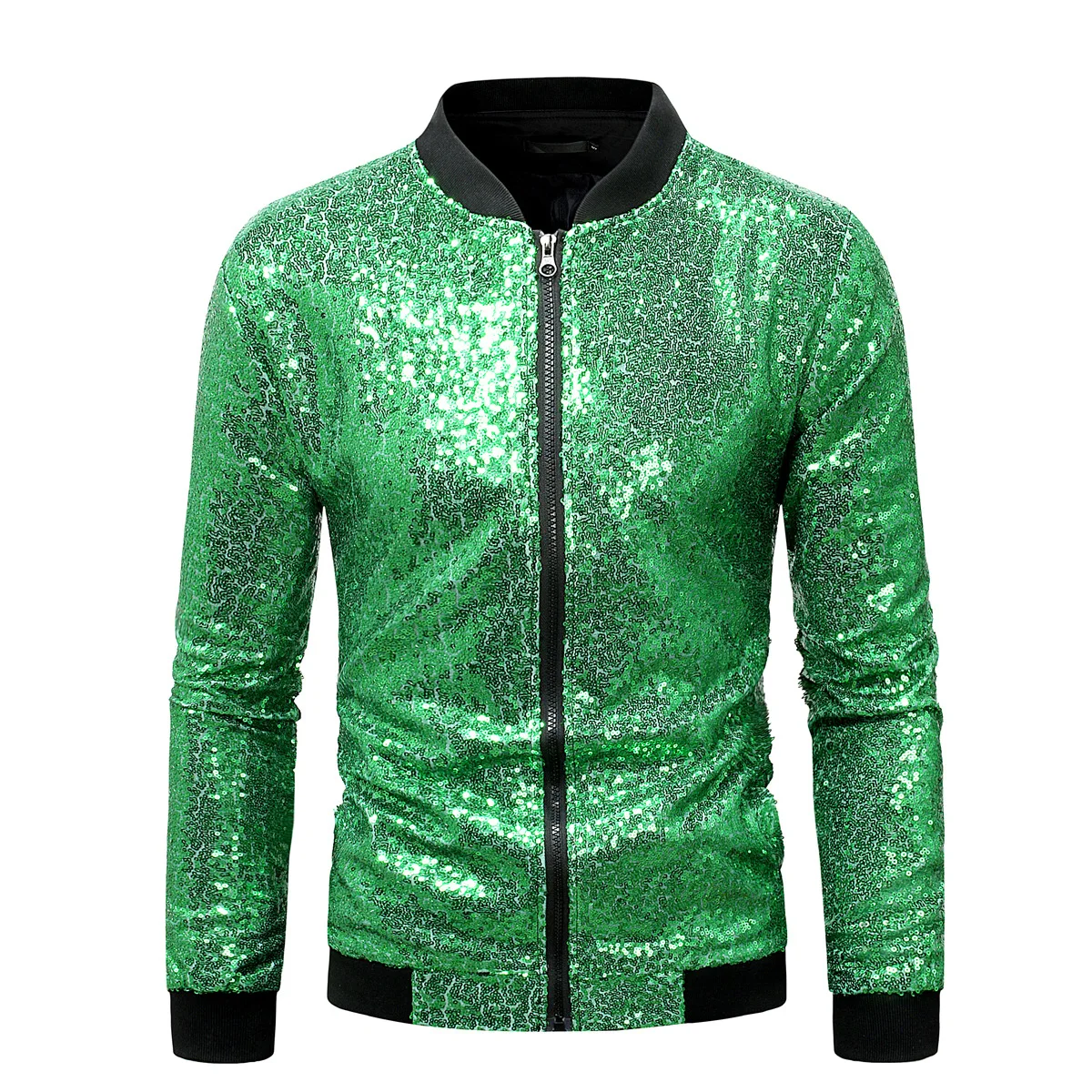 Green Sequin Jacket YIYI Mens Jacket Bomber Sequin Sparkly