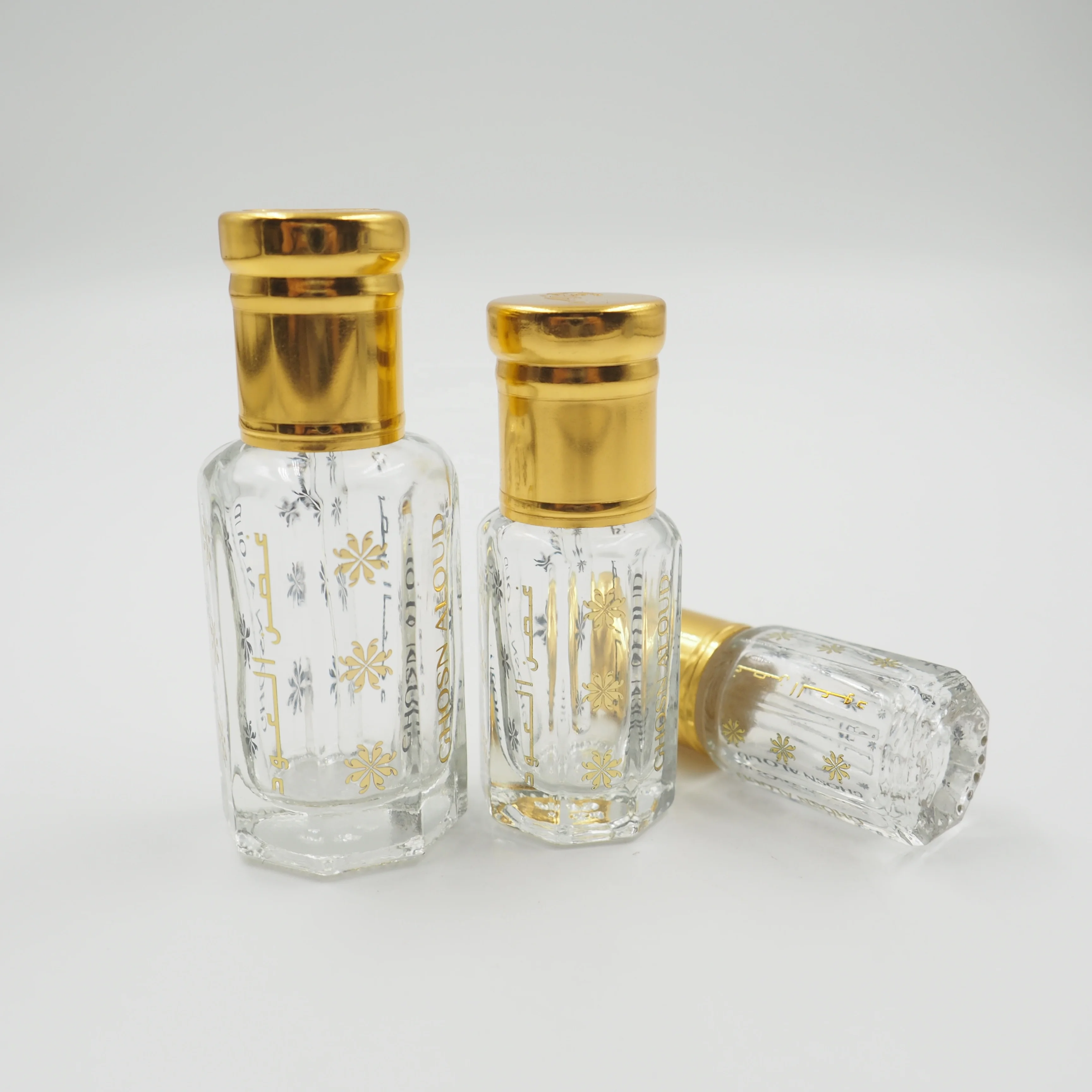 3ml 6ml 12ml Gold Hot Stamping logo Empty Roll on Toli Bottle Glass for Perfume Oil