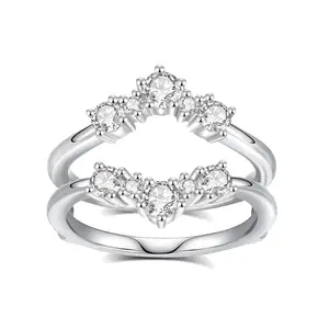 Princess Tiara Stackable Ring Set 925 Sterling Silver Engagement Wedding Rings for Women Sparkling CZ Crown Design Bridal