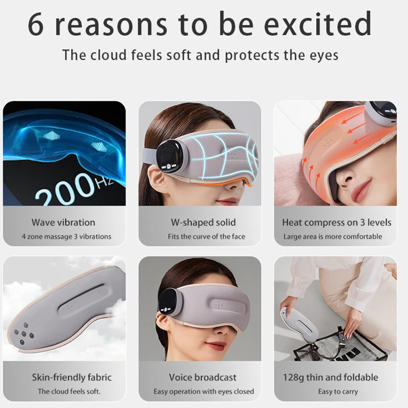 2023 Techlove Eye Massager 46 Degree Heated Warm Care with Vibration & Heat Compress New Year Eye Care Relief Mask