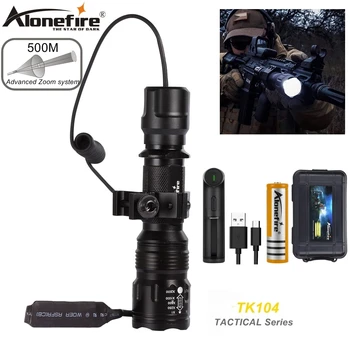 Alonefire TK104 XM-L2 LED Zoom Tactical flashlight lamp 21mm scope mount Airsoft Rifle Shot Gun Hunting High Bright Torch light
