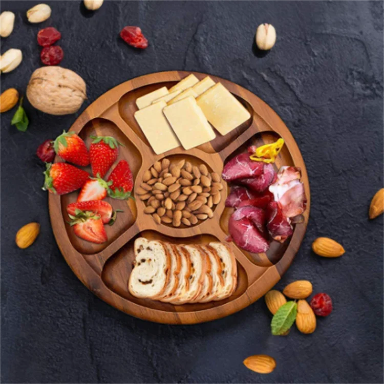 Modern Condiment Tray Recyclable Plates Wooden Compartment Cheese ...
