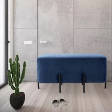 Wholesale Fashion Custom Multi-functional Luxury Blue Bench Chair Ottoman