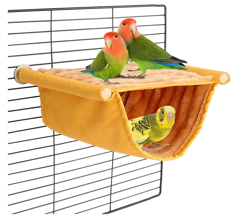 Vogel-Hängematte Etagenbett – Weiche Plüsch-Höhle, 23x18,5x12 Cm, Mit Holzrahmen & Fester Basis, Für Papageien, Hamster & Mehr