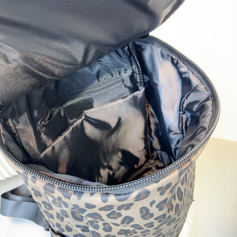 LIng Yu Trendy Women’s Bohemian PU Canvas Leopard Print Backpack Personalized Bucket Large Capacity 25-50L Travel Bag Zippered