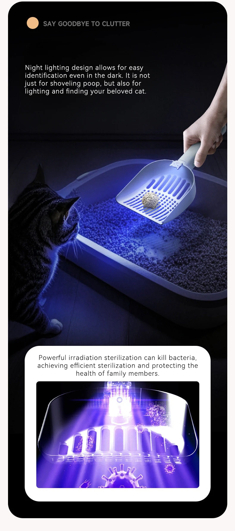 Pet Automatic Plastic cat Litter Shovel Electric Shaking Shovel Excrement Sieve Sand Custom Label Cleaning Shovel manufacture