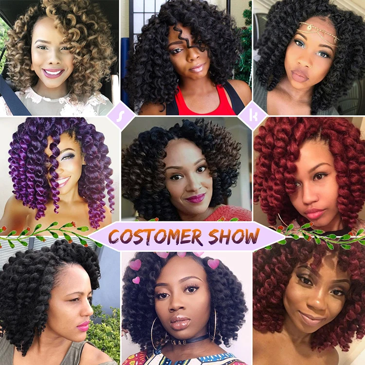 Julianna 8Inch 10 Inch 20 S Synthetic Best Selling Private Label 12 Inch Braid Jumpy Jamaican Bounce Crochet Wand Curl Hair