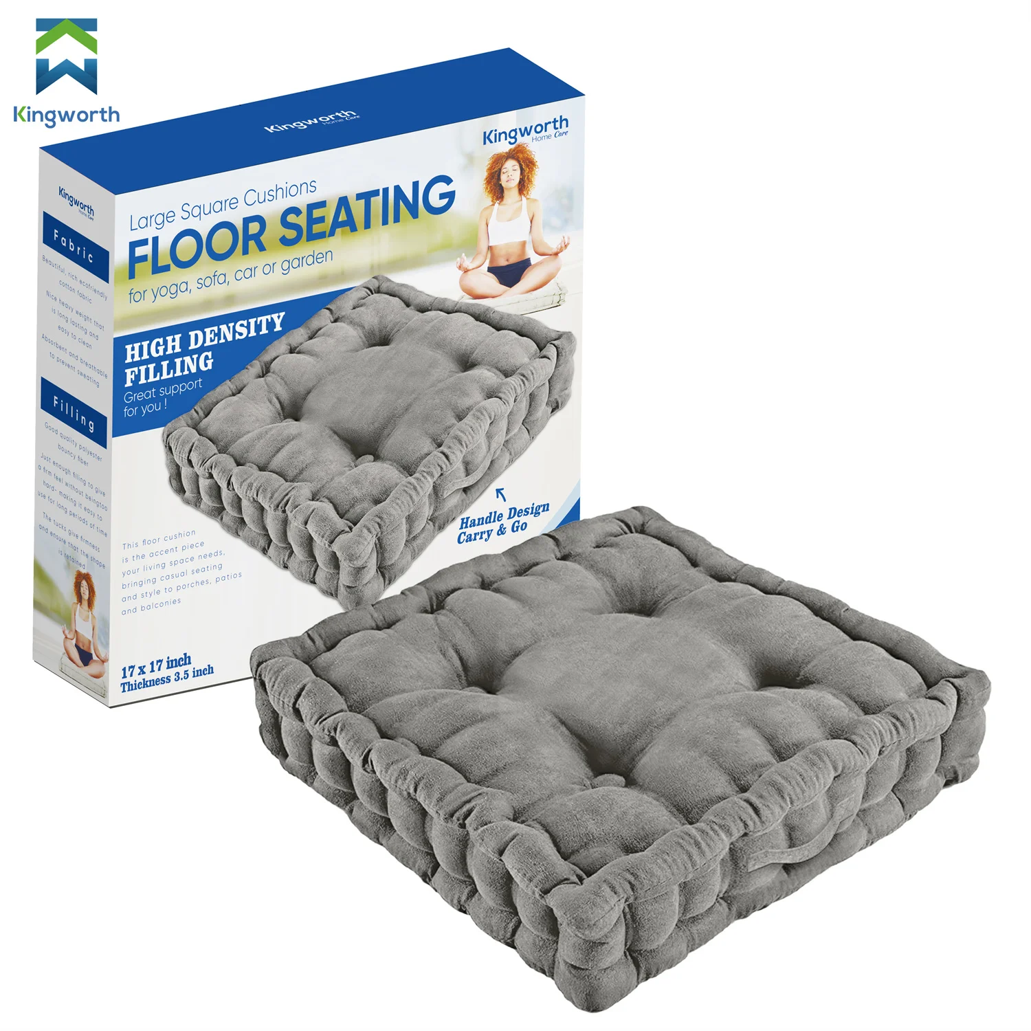 Floor Cushions Garden Seat Pads 50x50 HOMESCAPES Pink White