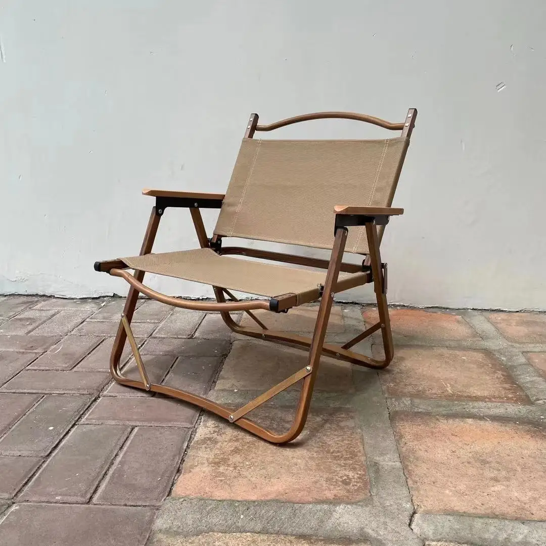 OnwaySports наружный алюминиевый деревянный складной стул для кемпинга складной бежевый цвет