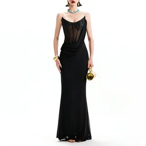 New Design Sexy and Luxurious Dress Sleeveless One-sided Ruching Slim-fitting Mermaid Dress