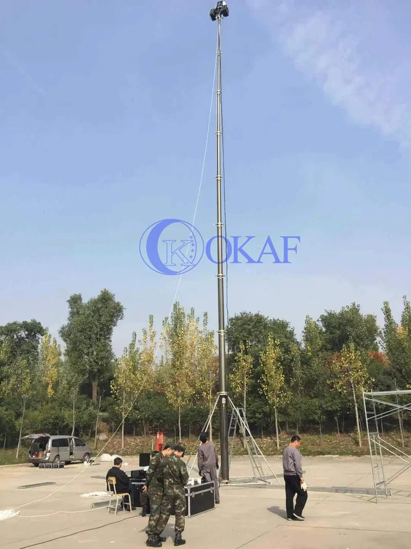 Triangular Mast 6m Self Locking Telescopic Tripod Antenna Mast Aluminum