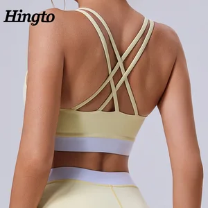 Eco-friendly Quick Dry Spandex Sports Crop Top Custom Logo Gym Fitness Bra Top Women Running Outdoors Cross Back Sports Yoga Bra