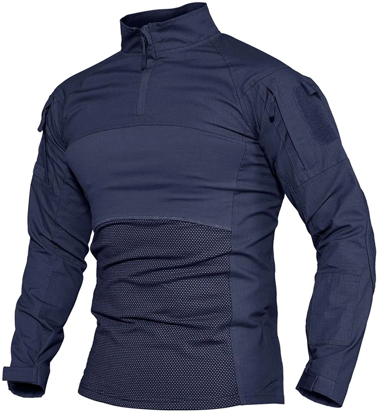 Mens' Hunting Shirts 1/4 Zip Long Sleeve Tactical Shirts Outdoor Hiking Shirts Casual Pullover Tops 