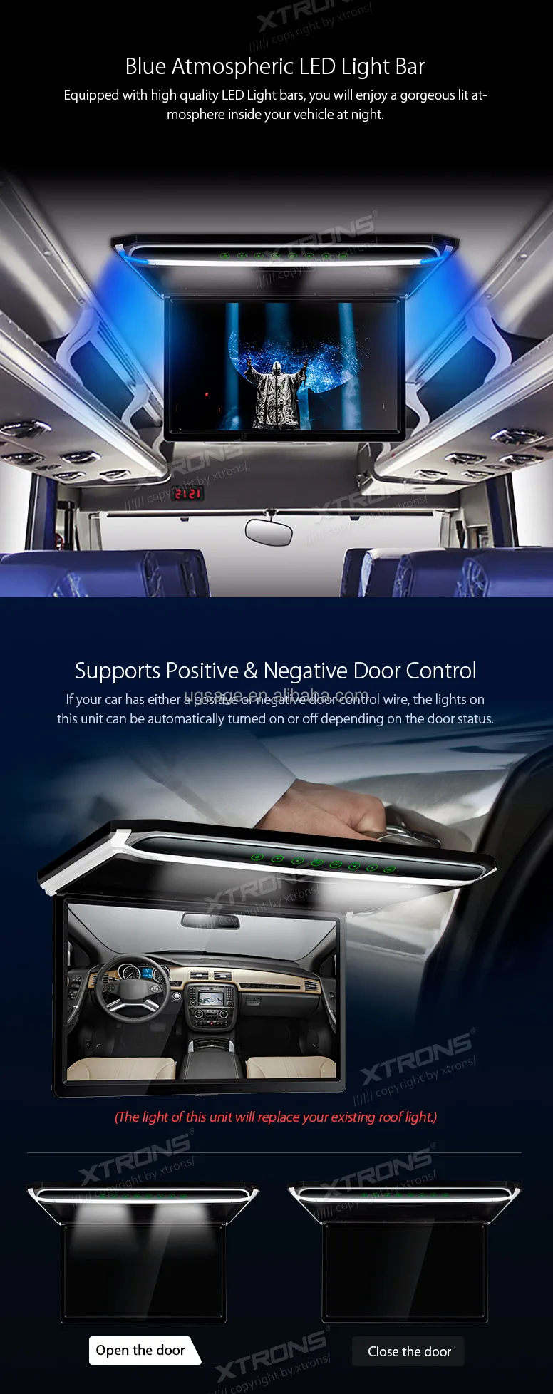 XTRONS 17.3" Full HD Car Roof Monitor - Versatile & Reliable