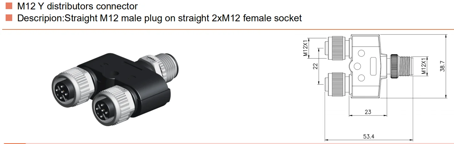4 Pin Pa66 M12 Male Female Assembly Connector A Code Y Type PA GF